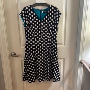 Valentina Ferrar Fit and Flare Polka Dot Cap Sleeve Dress